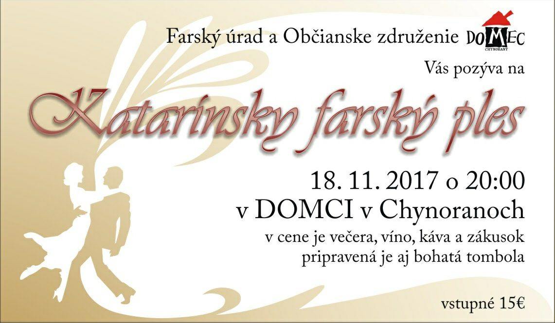 Katarínsky farský ples 18.11.2017 Chynorany